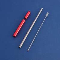 Amazon Wholesale Stainless Steel Straw  Drinking  Straw With Colorful Folding Cleaning Brush