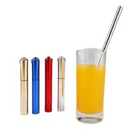 Eco-friendly Portable stainless steel drinking metal straw set with cleaning brush