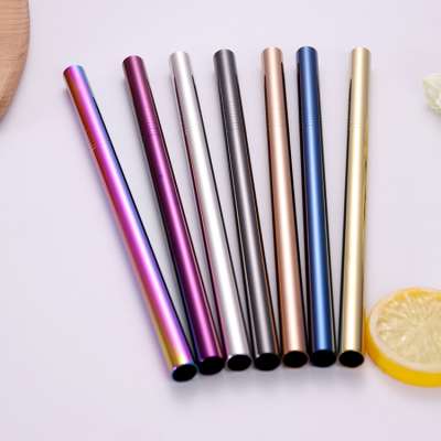 12mm Eco Friendly Reusable Straight Straws Smoothie 304 Stainless Steel Drinking Straw Metal